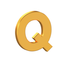 Q 3D Letter Isolated with Transparent Background, Gold Texture, 3D Rendering png