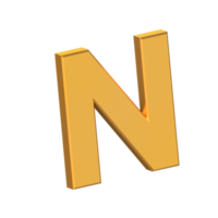 n 3D-Buchstabe isoliert mit transparentem Hintergrund, goldene Textur, 3D-Rendering png