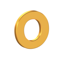 O 3D Letter Isolated with Transparent Background, Gold Texture, 3D Rendering png