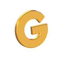 G 3D Letter Isolated with Transparent Background, Gold Texture, 3D Rendering png