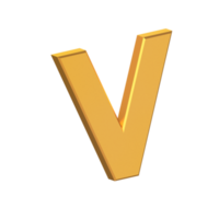 V 3D Letter Isolated with Transparent Background, Gold Texture, 3D Rendering png