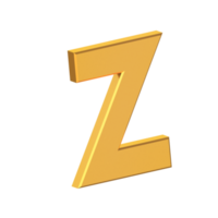 letra z 3d aislada con fondo transparente, textura dorada, representación 3d png