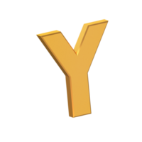 y 3d-buchstabe isoliert mit transparentem hintergrund, goldene textur, 3d-rendering png