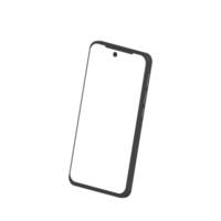 3D isometric smartphone with white blank screen png