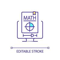 Math lessons online RGB color icon. Remote school lessons. Distant education. Video tutorials on internet Isolated vector illustration. Simple filled line drawing. Editable stroke