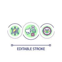Targeted advertising loop concept icon. Personalized content. Digital first reality abstract idea thin line illustration. Isolated outline drawing. Editable stroke vector
