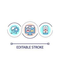 Live streaming technology loop concept icon. Business and entertainment. Digital first service abstract idea thin line illustration. Isolated outline drawing. Editable stroke vector