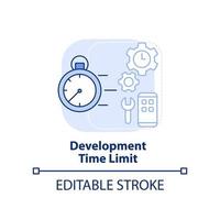 Development time limit light blue concept icon. Programing language choice criterion abstract idea thin line illustration. Isolated outline drawing. Editable stroke vector