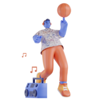 homme qui danse avec un ballon de basket png