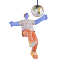 Man dancing under the disco lights png