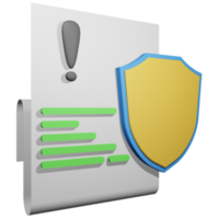 3d illustration of security warning on document or file in a computer storage, file infected with virus png