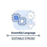 Assembly language light blue concept icon. Hardware code. Type of computer language abstract idea thin line illustration. Isolated outline drawing. Editable stroke vector