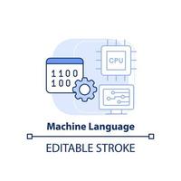 Machine language light blue concept icon. Object code. Type of computer language abstract idea thin line illustration. Isolated outline drawing. Editable stroke vector