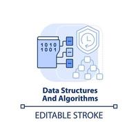 estructuras de datos y algoritmos icono de concepto azul claro. habilidad de programación idea abstracta ilustración de línea delgada. dibujo de contorno aislado. trazo editable vector