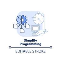 Simplifique la programación del icono de concepto azul claro. automatización del desarrollo. programación idea abstracta ilustración de línea delgada. dibujo de contorno aislado. trazo editable vector