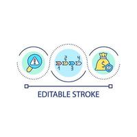 Steps of financial planning process loop concept icon. Emergency fund abstract idea thin line illustration. Managing financial risks. Isolated outline drawing. Editable stroke vector