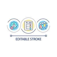 Risk mitigation planning loop concept icon. Evaluation and assessment abstract idea thin line illustration. Possible risks prediction. Isolated outline drawing. Editable stroke vector