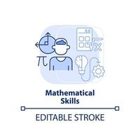 icono de concepto azul claro de habilidades matemáticas. álgebra, aritmética. habilidad de programación idea abstracta ilustración de línea delgada. dibujo de contorno aislado. trazo editable vector