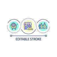 Ecommerce profits statistics loop concept icon. Online retail sales abstract idea thin line illustration. Potential digital buyers. Isolated outline drawing. Editable stroke vector
