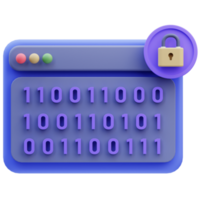 código binário de segurança de internet de ilustração 3d png