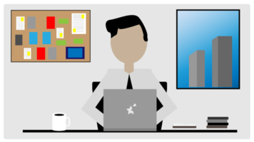Office Worker with Laptop png