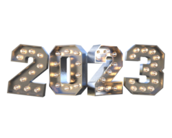 2023 Neujahr Nummer isoliert 3D-Rendering png