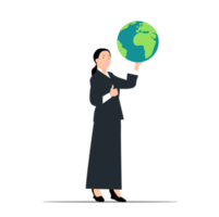 Woman holding earth symbol png