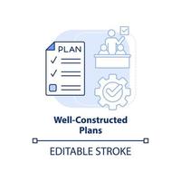 Well-constructed plans light blue concept icon. Value of inclusive classrooms abstract idea thin line illustration. Isolated outline drawing. Editable stroke vector