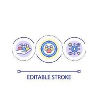 Focus on human engagement loop concept icon. Electronic commerce. Digital marketing strategy abstract idea thin line illustration. Isolated outline drawing. Editable stroke vector