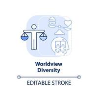 Worldview diversity light blue concept icon. Moral development abstract idea thin line illustration. Cultural mindset. Isolated outline drawing. Editable stroke vector