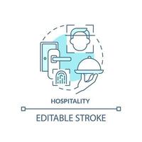 Hospitality turquoise concept icon. Biometric technology abstract idea thin line illustration. Technological advancements. Isolated outline drawing. Editable stroke vector