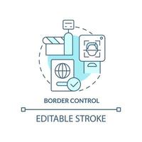 Border control turquoise concept icon. Biometric technology abstract idea thin line illustration. Security checkpoints. Isolated outline drawing. Editable stroke vector