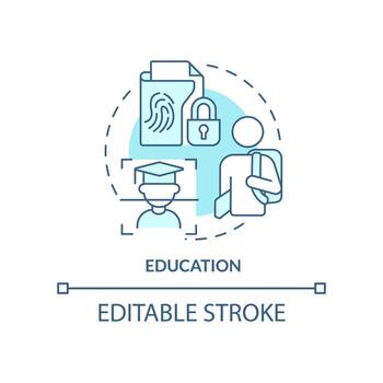 Education turquoise concept icon. Biometric technology application abstract idea thin line illustration. Track attendance. Isolated outline drawing. Editable stroke vector