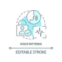 Voice patterns turquoise concept icon. Biometric identification abstract idea thin line illustration. Speech recognition. Isolated outline drawing. Editable stroke vector