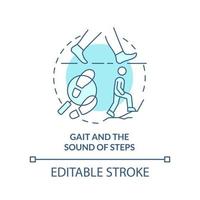 Gait and sound of steps turquoise concept icon. Behavioural measurement abstract idea thin line illustration. Isolated outline drawing. Editable stroke vector