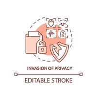 Invasion of privacy terracotta concept icon. Biometric authentication problem abstract idea thin line illustration. Isolated outline drawing. Editable stroke vector