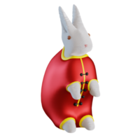 Le lapin en rendu 3d porte un cheongsam rouge parfait pour le projet de conception du nouvel an chinois 2023 png