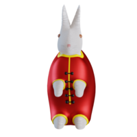 3d rendered rabbit wear red cheongsam perfect for chinese new year 2023 design project png