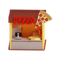 Pizzería isométrica renderizada en 3d perfecta para proyecto de diseño