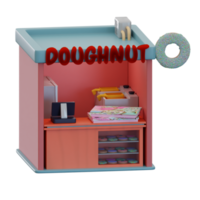 3D-gerenderter isometrischer Donut-Shop, perfekt für Designprojekte png