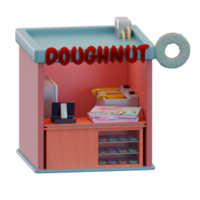 Tienda de donas isométrica renderizada en 3d perfecta para proyecto de diseño png