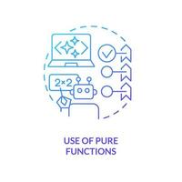 Use of pure functions blue gradient concept icon. Functional programming abstract idea thin line illustration. Mathematics approach. Algorithms. Isolated outline drawing vector