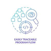 Easily traceable program flow blue gradient concept icon. Procedural programming benefit abstract idea thin line illustration. Tracing system. Isolated outline drawing vector