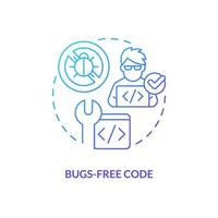Bugs-free code blue gradient concept icon. Functional programming benefit abstract idea thin line illustration. Secure software application. Isolated outline drawing vector