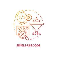 Single-use code red gradient concept icon. Procedural programming disadvantage abstract idea thin line illustration. One time usage. Isolated outline drawing vector