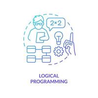 Logical programming blue gradient concept icon. Coding paradigm type abstract idea thin line illustration. Mathematical logic. Facts and rules. Isolated outline drawing vector