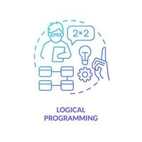 icono de concepto de gradiente azul de programación lógica. tipo de paradigma de codificación idea abstracta ilustración de línea delgada. lógica matemática. hechos y reglas. dibujo de contorno aislado vector