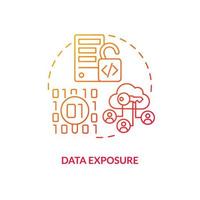 Data exposure red gradient concept icon. Procedural programming abstract idea thin line illustration. Sensitive information loss. Security level. Isolated outline drawing vector