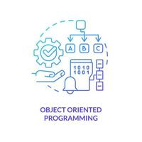 Object oriented programming blue gradient concept icon. Coding paradigm type abstract idea thin line illustration. Performing operations. Isolated outline drawing vector
