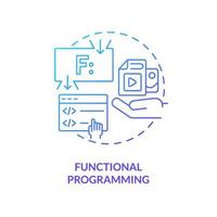 Functional programming blue gradient concept icon. Coding paradigm type abstract idea thin line illustration. Combining function calls. Isolated outline drawing vector